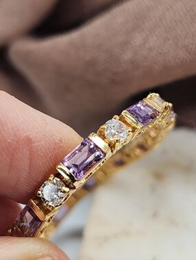 Sterling Silver 925 / 14k Gold Filled Bracelet Amethyst Topaz Estate Jewelry